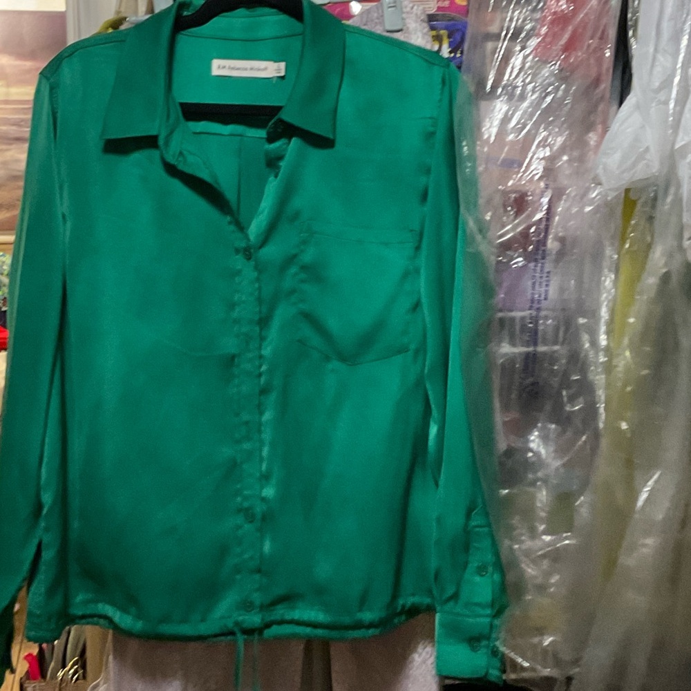 Rebecca Minkoff Vibrant Green Button Down Shirt